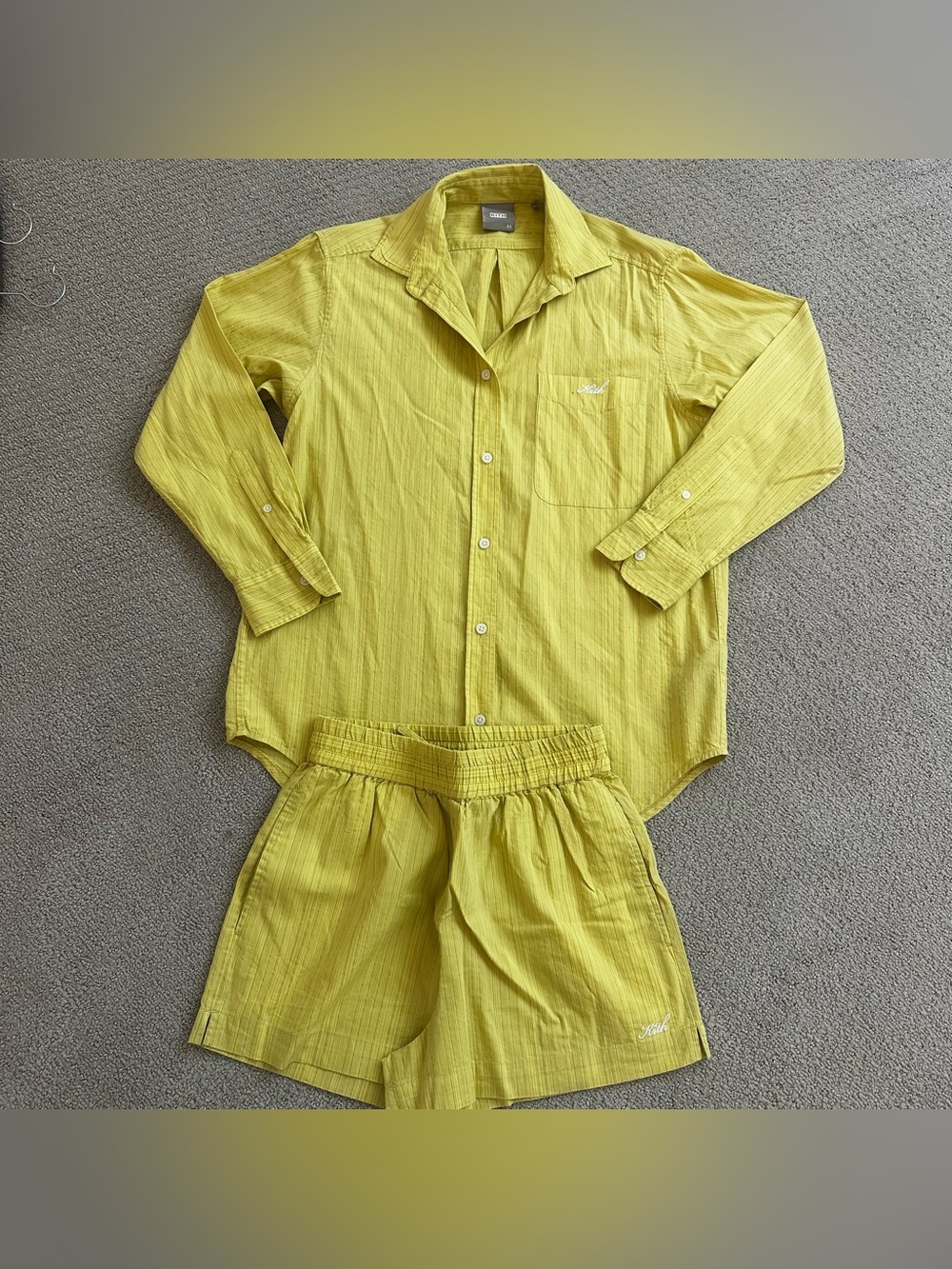 Kith Yellow Button Down Shorts Set